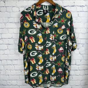 NFL Green Bay Packers Christmas Hawaiian Button Up Shirt Large